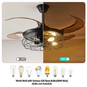 48-Inch Black Remote Control <b>Ceiling</b> <b>Fan</b> Light Industrial 4-Blade Design Adjustable Speed for Living Room <b>Bedroom</b> Office 6-Speed - Product Image 6