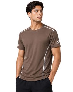 T-shirt de sport marron personnalisé pour homme, séchage rapide, respirant, pour la gym, le fitness, la course à pied, l'entraînement athlétique, en polyester, vêtement de sport - Product Image 1