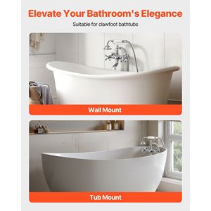 Rubinetto Vintage Cromato Lucido per Vasca da Bagno con Piedini a Artiglio, Miscelatore a Parete per Doccia e Vasca con Doccetta - Product Image 2