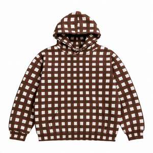 Sweat-shirt à capuche personnalisé pour homme, à carreaux vert et blanc, imprimé, décontracté, à manches longues, avec poche kangourou - Product Image 1