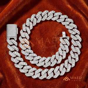 925 Sterling Silver <b>Iced</b> <b>Out</b> Cuban Link Moissanite Necklace Hip Hop <b>Chain</b> Luxury Diamond Look Jewelry for Men - Product Image 1