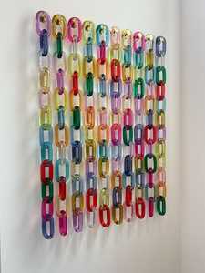 Pièces de chaîne ouvertes en acrylique colorées pour la décoration intérieure DIY, composants en résine en forme de C, accessoires pour sculptures murales, ensemble d'accessoires - Product Image 3