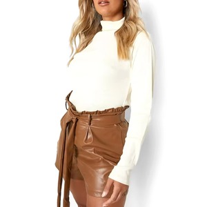 Novedades: Falda de Cuero Genuino para Mujer, Cintura Natural, Color Sólido, Talla Grande, Estilo Vintage, Invierno - Product Image 1