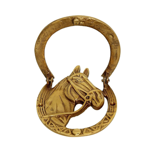 Battant de porte décoratif en laiton en forme de tête de cheval et fer à cheval, quincaillerie de porte d'entrée, décoration intérieure, décoration de porte de ferme - Product Image 5