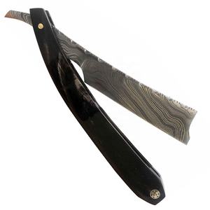 IKZARSA <b>Straight</b> Razor Stainless Steel Blade Buffalo Horn Handle Single Blade Barber Shop Use for Men Face Head Shaving Razor - Product Image 4