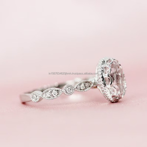 แหวนทองหมั้น14K ใส่ได้ทั้งชายและหญิงวินเทจขาวแล็บปลูกเพชรไข่มุกฝังมุกของขวัญเครื่องประดับชั้นดีสำหรับงานแต่งงานปาร์ตี้ IGI - Product Image 3