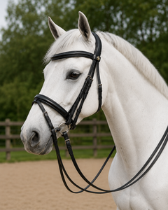 Bridon en cuir de qualité supérieure avec rênes, équipement d'équitation anglais durable, têtière équestre réglable et confortable pour la concours - Product Image 2