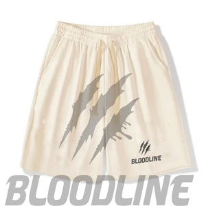 Bermuda pour homme BLOODLINE en tissu non tissé enduit PU 220g, taille mi-haute élastique, style décontracté avec poches - Product Image 1