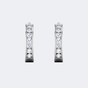 Pendientes de aro anchos tipo Huggie con engaste de canal, de oro de 10k, con circonitas cultivadas en laboratorio de corte brillante redondo de 2.05 CTW, certificados - Product Image 5