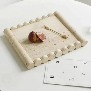 Plateau de service personnalisé en travertin naturel avec finition polie pour la décoration de table à manger dans les restaurants, les hôtels et les maisons - Product Image 2