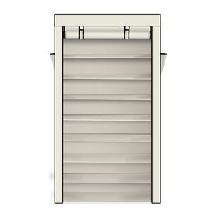 Scarpiera a 10 livelli beige con copertura antipolvere, mobiletto moderno e semplice in MDF per riporre le scarpe, organizer regolabile per l'arredamento di casa - Product Image 1