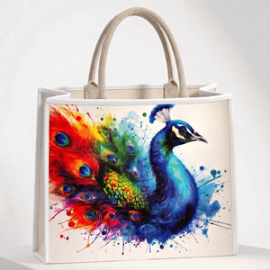 กระเป๋าผ้าแคนวาสลายสัตว์ URBAN TOTE สกรีนโลโก้ได้ ปิดซิป สายสะพายผ้าฝ้าย แข็งแรงทนทาน ขนาด 50x43x15 ซม. ขายส่ง - Product Image 1