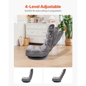 360-Degree <b>Rotating</b> Swivel Floor Gaming <b>Chair</b> with 4 Adjustable Positions Folding Backrest Lumbar Support Foldable Feature - Product Image 2