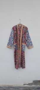 Wholesale Indian Cotton Print Kantha Quilted Kimono Style Sleepwear Handmade Maxi Gown Dress Women Bathrobe Indian Cotton Kimono - Product Image 2