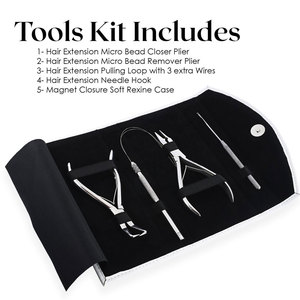 Kit de Alicates para Extensiones de Cabello, Acero Inoxidable, Herramienta de Anillo Micro, Aguja de Gancho, Aguja de Tracción para Extensiones de Punta I y Nano Anillo - Product Image 5