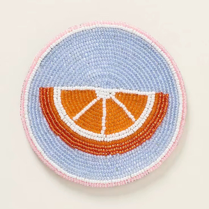 Orange Slice <b>Beaded</b> <b>Coaster</b> Citrus Fruit <b>Coaster</b> Summer Table Decor - Product Image 1