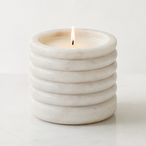 Portavelas de Mármol Blanco, Portavelas de Piedra Natural Hecho a Mano, Cera de Soja, Decoración de Lujo de Alta Calidad, Actividades Religiosas, ARTWARE - Product Image 1