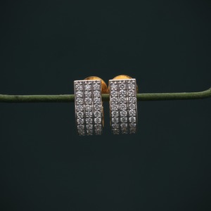 18K Gold Diamond Hoop <b>Earrings</b> Round Cut Lab Grown Diamond Pave Setting <b>Fine</b> Jewelry Supplier - Product Image 3