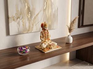 Nirmala Handicrafts - Estatua de Resina Hecha a Mano del Dios Hanuman Meditando para Mesa |   Ídolo de Bajrangbali sentado para decoración del templo en casa - Product Image 3