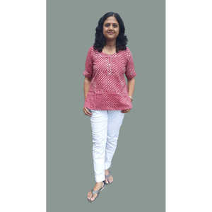 Haut court en coton Wine Kantha - Product Image 1