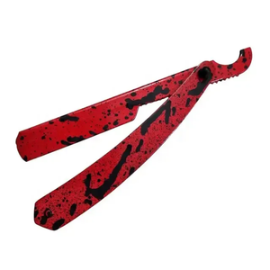 Porte-lame de rasoir en acier inoxydable texturé jaune et noir, couteau de barbier pliable à bord droit pour lames turques jetables - Product Image 2