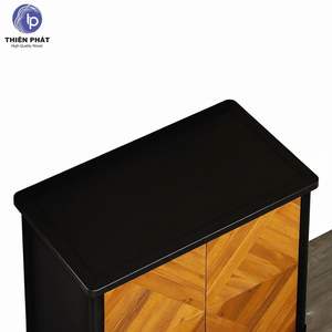 <b>Rustic</b> Acacia Wood <b>Sideboard</b> with Herringbone Panel Design for Living Room - Product Image 5