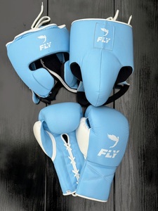 ชุดนวม Fly SuperLace MMA สำหรับซานด้าและมวย  หนังวัวแท้สั่งทำพิเศษ  แบบเต็มนิ้ว ระบายอากาศได้ดี พร้อมที่ครอบมือ  ที่ครอบแก้ม และที่ครอบศีรษะ - Product Image 1