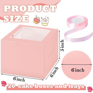 Custom Pink Window Bakery <b>Gift</b> <b>Box</b> With Ribbon <b>Cake</b> Packaging <b>Box</b> Dessert Food Packaging <b>Box</b> Wholesale - Product Image 4