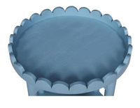Table basse bleue à bords festonnés, table d'appoint ronde à deux niveaux pour salon