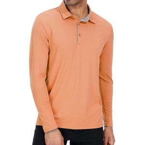 Camiseta de Manga Larga para Hombre, Corte Ajustado, 100% Algodón, Transpirable, Color Sólido, Tejido de Punto, Servicio OEM Personalizable - Product Image 3