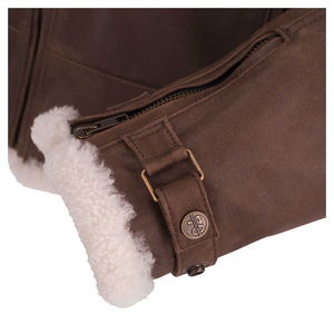 Chaqueta de Motociclista de Cuero Genuino para Hombre, Cuello Alto, Cierre de Cremallera, Forro de Piel Sintética, Estilo Motero para Invierno - Product Image 5