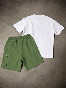 Ensembles de fitness d'été pour hommes de haute qualité, t-shirts oversize à manches courtes, motif uni, séchage rapide, tissu tricoté 100% coton - Product Image 2