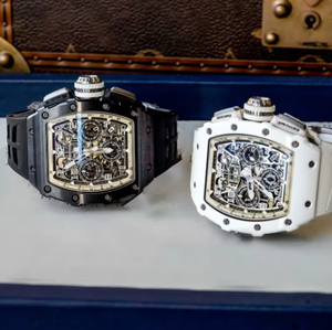 Reloj Mecánico para Hombre y Mujer con Correa de Acero Inoxidable y Caucho, Cronógrafo Flyback, Calendario Anual, Esfera Esqueletizada, Reloj Deportivo para Hombre - Product Image 1