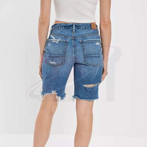 Shorts de Mezclilla Personalizados para Mujer, Cintura Alta, Casuales, de Verano, a la Moda, Estilo Urbano, Fabricante de Ropa OEM - Product Image 3