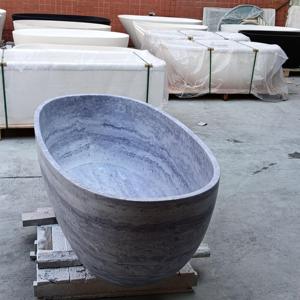 Bañera de Piedra Artificial con Textura de Travertino, Bañera Independiente de Resina, Bañera de Superficie Sólida para Baños de Villas de Lujo - Product Image 6