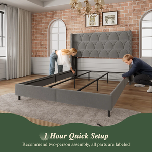 Tête de lit moderne en bois massif et velours, style Vietnam, avec structure en métal, 56,3'' H x 79,13'' L x 6,3'' P, Nouveau modèle OEM, Taille King, MD05 - Product Image 6