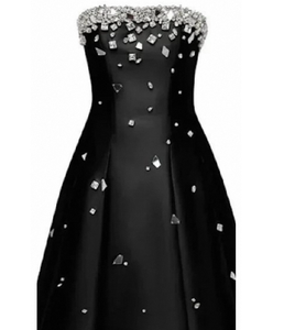 Premium Silk Ball <b>Dress</b> With Subtle Scattered Stone Embellishment Fashion Forward Evening Party Wear Gown For Special Occasions - Product Image 1