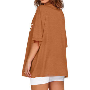 Camiseta Casual Ecológica para Mujer, Diseño Personalizado, 100% Poliéster, Alta Calidad, Venta al Por Mayor, Cuello en V, Lisa, Teñida, Comprimida - Product Image 2