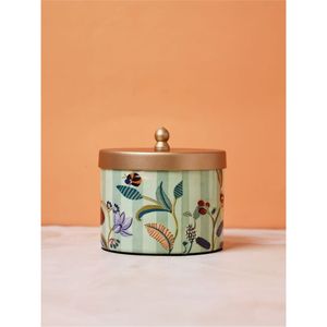 Lot de 2 pots de rangement décoratifs en métal rose, plateaux de service en métal avec motifs Lotus et Vache, récipients hermétiques pour bonbons et noix - Product Image 2