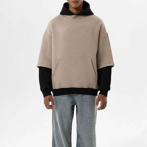 Sudadera con capucha de invierno al por mayor, de doble capa de forro polar lavado, personalizada, extragrande, 100% algodón, lisa, corta, con hombros caídos para hombre - Product Image 4