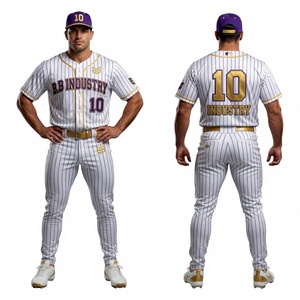 Uniforme de Béisbol con Franjas Verdes y Blancas, Número en la Camiseta, Pantalones, Kit Completo, Nombre y Número del Equipo Personalizados - Product Image 4