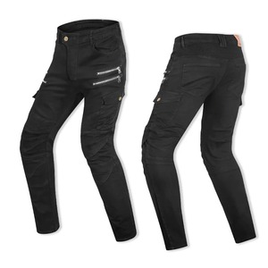 Motorcycle Leather Cordura Riding Pants with CE Removable <b>Knee</b> & Hip <b>Protectors</b> | Waterproof Biker Trousers | Hike Impex - Product Image 1