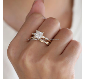 Igi/gia แล็บตัดเพชรวินเทจ14K สีเหลืองแหวนแต่งงาน/งานหมั้นใส่ได้ทั้งชายและหญิงสีขาวทองคุณภาพดีสำหรับงานปาร์ตี้ครบรอบ-คุ้มค่า - Product Image 2