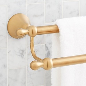 Stainless Steel Bathroom <b>Towel</b> Rack Two <b>Rail</b> Modern <b>Wall</b> <b>Mounted</b> Holder - Product Image 3
