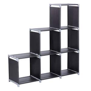 Black 3-Tier 6-Compartment Multifunctional Assembled <b>Storage</b> <b>Shelf</b> Practical Shelving <b>Units</b> - Product Image 1
