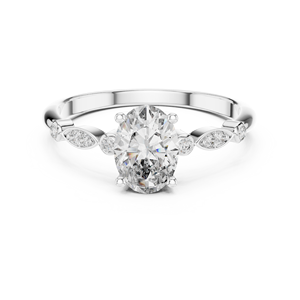 Deco Oval Cut Lab Grown Solitaire <b>Ring</b> <b>Set</b> in 18KT White <b>Gold</b> Certified for Party Wedding Daily Use Luxury Gifting for Women - Product Image 4