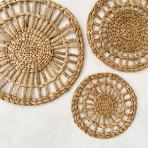 Tissé à la main écologique rond jonc de mer jacinthe d'eau fête de mariage napperon jonc de mer plaque murale décoration murale suspendue - Product Image 4