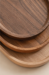 Premium Modern <b>Oval</b> Wooden Serving Tray Set with Acacia for Walnut Wood-Home Decor Party <b>Coffee</b> <b>Table</b> Platter - Product Image 5