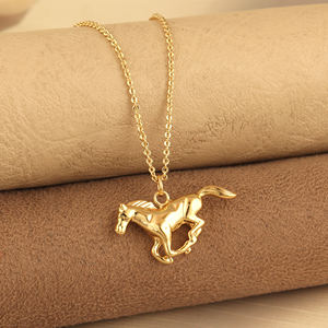 New arrival dainty horse charm pendant necklace gold plated brass <b>animal</b> jewelry <b>for</b> equestrian <b>lovers</b> <b>gift</b> everyday accessory - Product Image 2