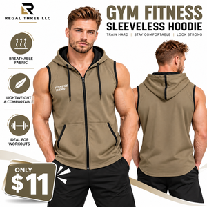 Custom Logo Printed <b>Sleeveless</b> Hoodie <b>Men</b> Zip-up Gym Fitness Hooded Tank Top <b>Men</b> Workout <b>Hoodies</b> Cotton Polyester Hooded Tops - Product Image 1